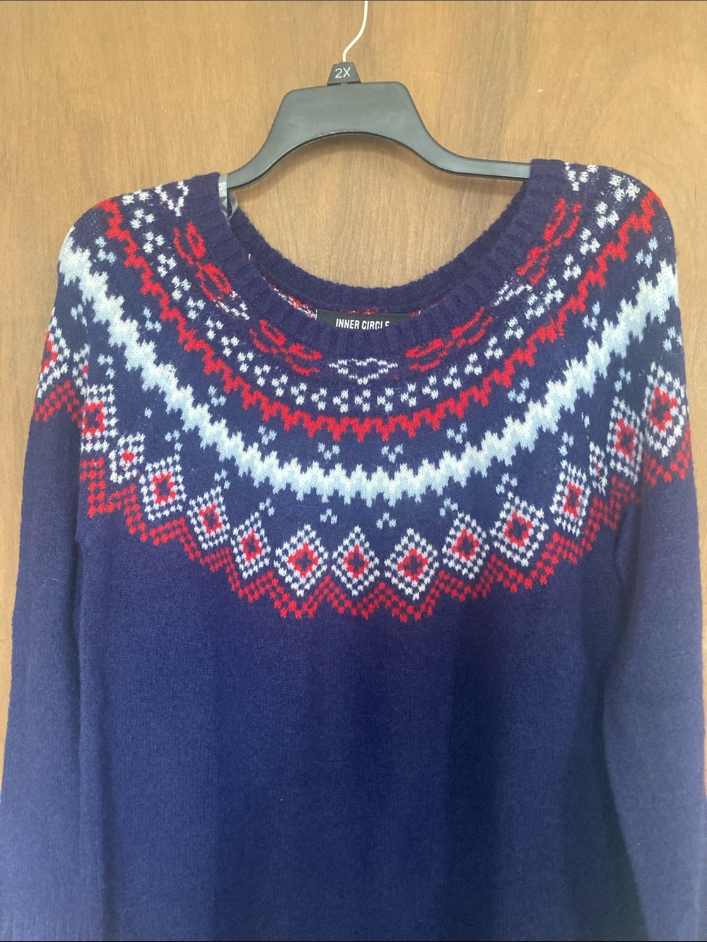Inner circle crewneck sweater with fair isle like print casual business size 1X - Picture 4 of 14